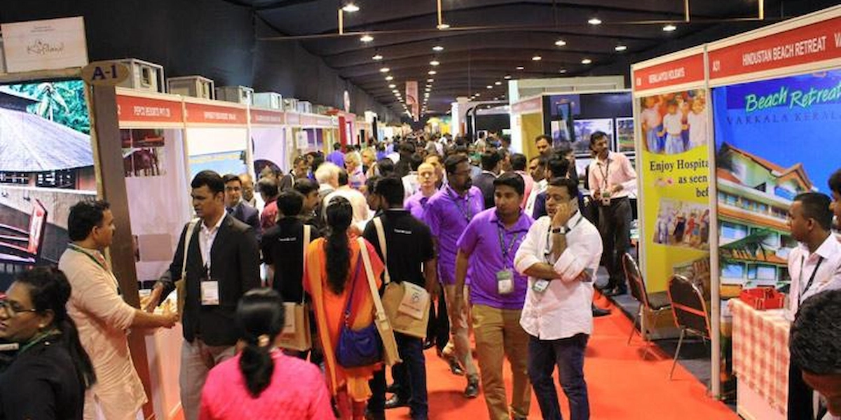 Travel representatives and buyers attending B2B meeting at Kerala Travel Mart exhibition in Kochi
