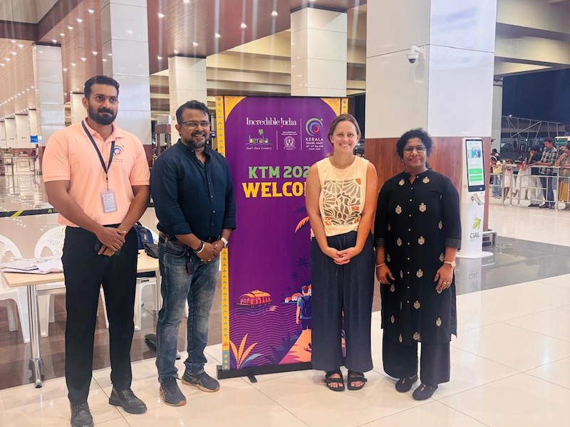 Organisers and delegates at the KTM 2026 welcome counter at Lulu Bolgatty Convention Centre Kochi