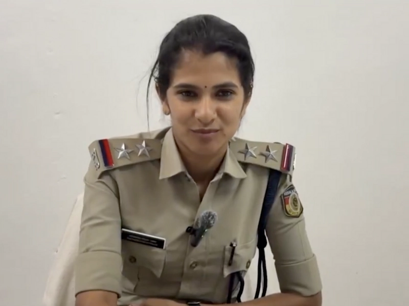 Sub Inspector Krishnapriya Unni smiling in police uniform as first woman SHO Munnar